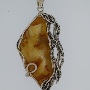 Sterling Silver Amber One of a Kind Necklace